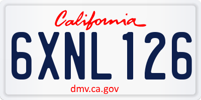 CA license plate 6XNL126