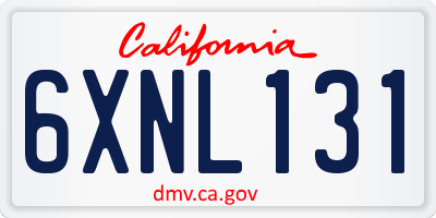 CA license plate 6XNL131