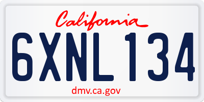 CA license plate 6XNL134