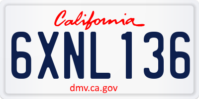 CA license plate 6XNL136