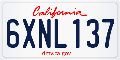 CA license plate 6XNL137