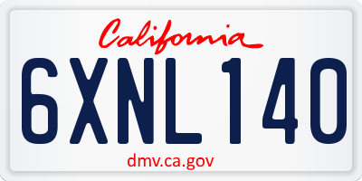 CA license plate 6XNL140