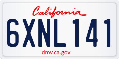 CA license plate 6XNL141