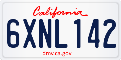 CA license plate 6XNL142
