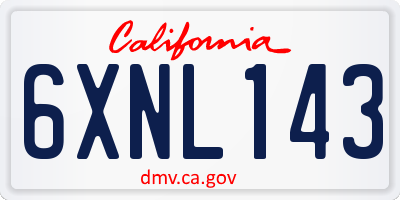 CA license plate 6XNL143
