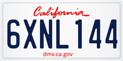 CA license plate 6XNL144