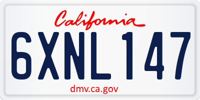 CA license plate 6XNL147