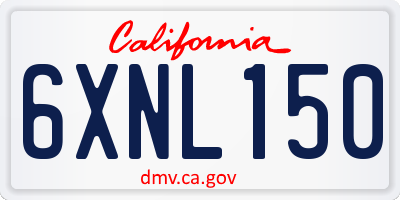 CA license plate 6XNL150
