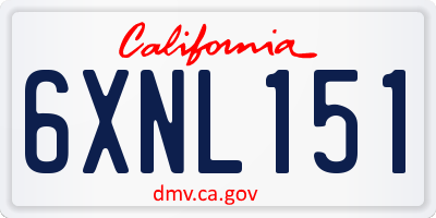 CA license plate 6XNL151