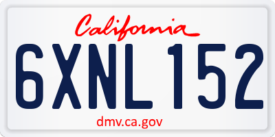 CA license plate 6XNL152