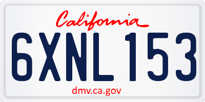 CA license plate 6XNL153