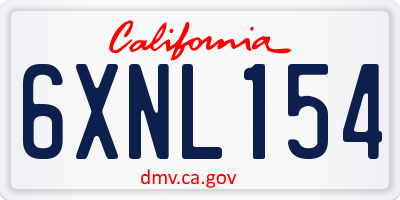CA license plate 6XNL154