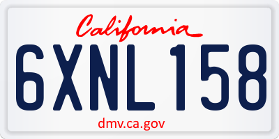 CA license plate 6XNL158