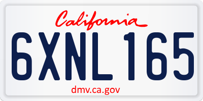 CA license plate 6XNL165
