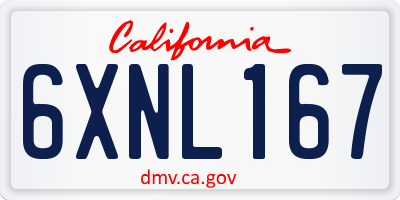 CA license plate 6XNL167