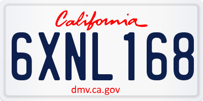 CA license plate 6XNL168