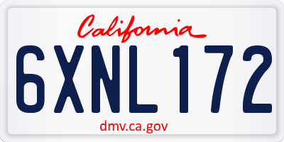 CA license plate 6XNL172