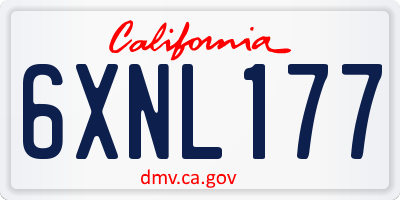 CA license plate 6XNL177