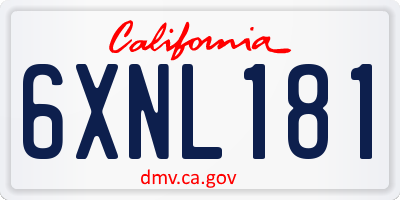 CA license plate 6XNL181