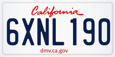 CA license plate 6XNL190