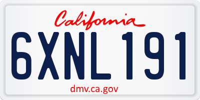 CA license plate 6XNL191