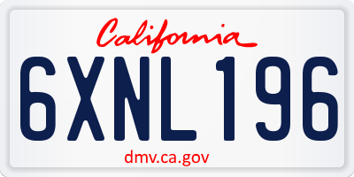 CA license plate 6XNL196
