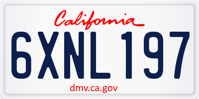 CA license plate 6XNL197