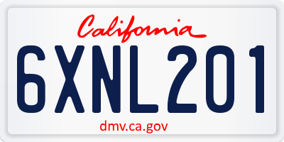 CA license plate 6XNL201