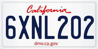 CA license plate 6XNL202