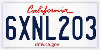 CA license plate 6XNL203