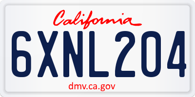 CA license plate 6XNL204