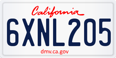 CA license plate 6XNL205