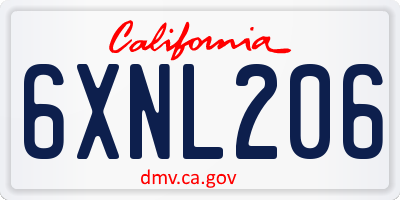 CA license plate 6XNL206