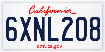 CA license plate 6XNL208