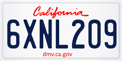 CA license plate 6XNL209