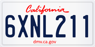 CA license plate 6XNL211