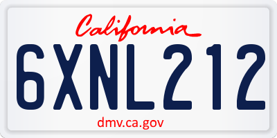 CA license plate 6XNL212
