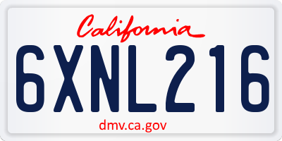 CA license plate 6XNL216