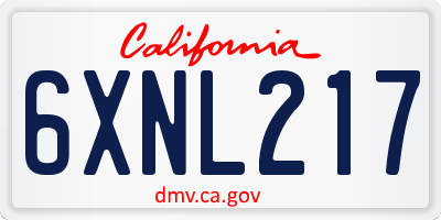 CA license plate 6XNL217
