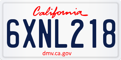 CA license plate 6XNL218