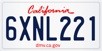 CA license plate 6XNL221