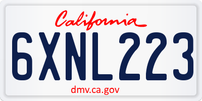 CA license plate 6XNL223