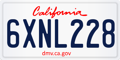 CA license plate 6XNL228
