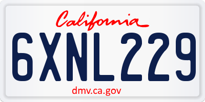 CA license plate 6XNL229