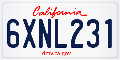 CA license plate 6XNL231