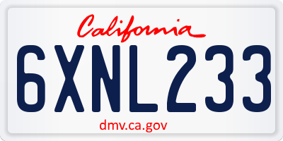 CA license plate 6XNL233