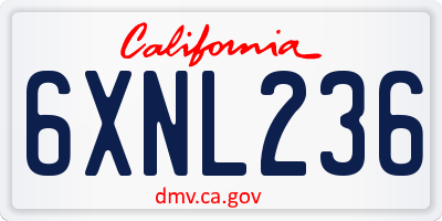 CA license plate 6XNL236