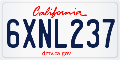 CA license plate 6XNL237