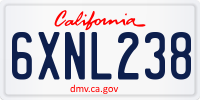 CA license plate 6XNL238