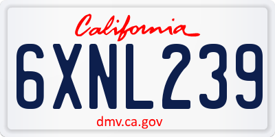 CA license plate 6XNL239